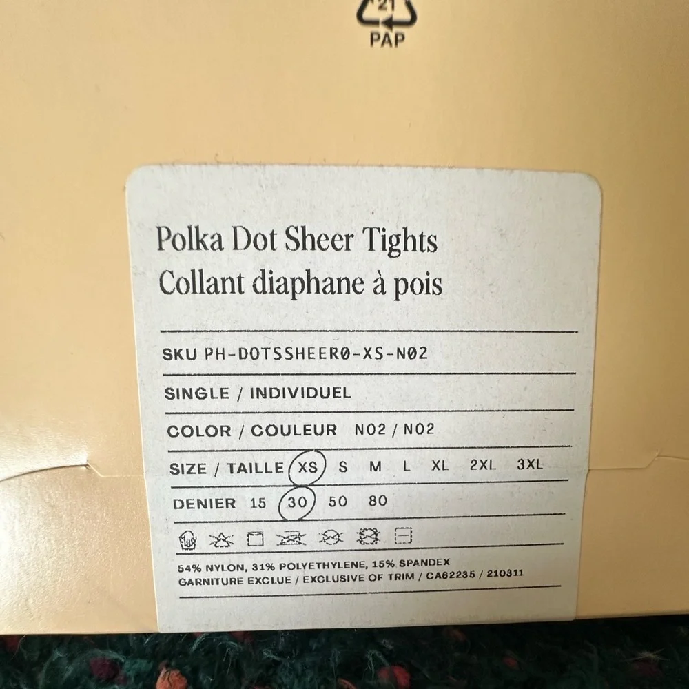 Rare Sheertex NWT Polka Dot Sheer Tights XS
